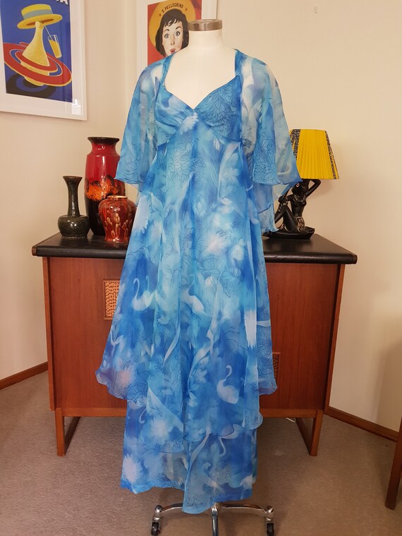 Miss Mouse label poly chiffon floatey blue swan pr
