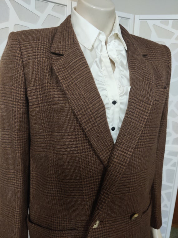 1990s Max Mara soft brown wool suit double breast… - image 4
