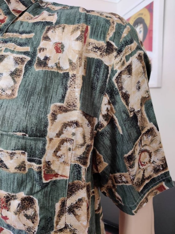 Mens 80s Rayon Short Sleeve Shirt Cool Medium Chest 46inch 116cm