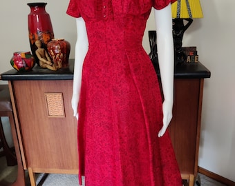 1950s teen or subteen red dress shelf bust pelham lined stiffened skirt extra small bust waist
