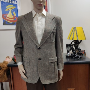 Tweed check hunting jacket brown orange Success label Germany medium chest 112cm 44inch