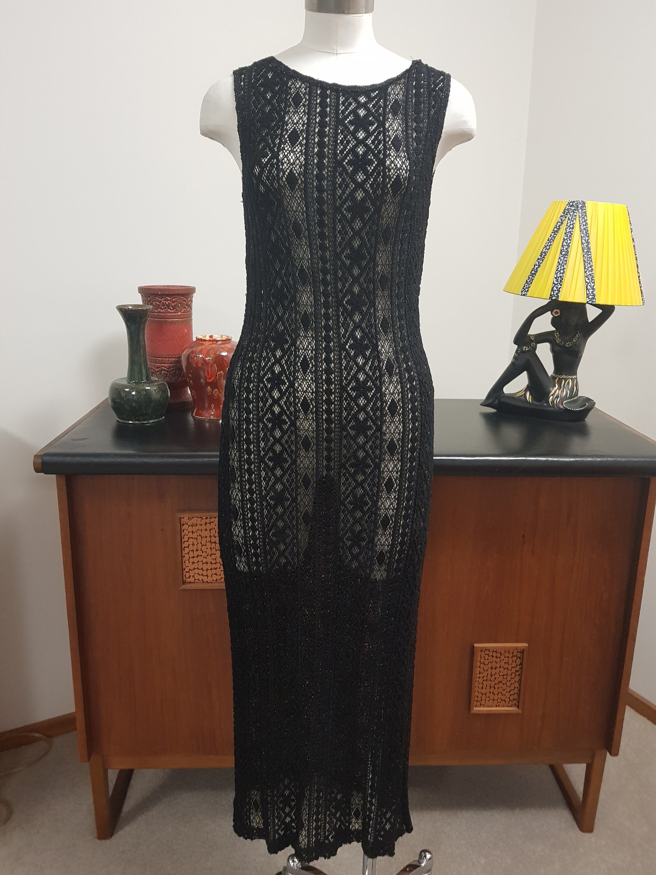 Charlie Brown Black Sexy See Thru Lace Midi Singlet Dress - Etsy Denmark