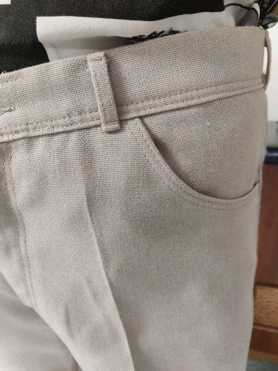 Mens dark cream beige slim legs jeans styling Far… - image 2
