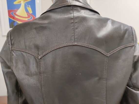 1970s brown leather Hong Kong made jacket western… - image 10