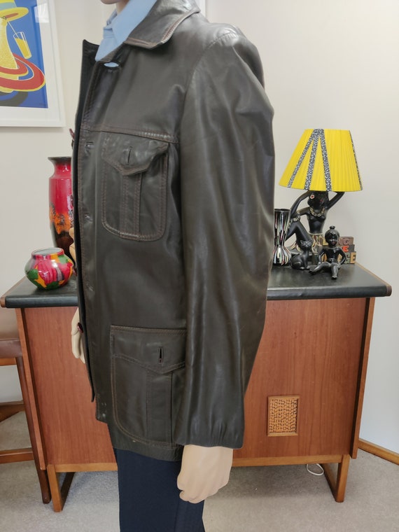 1970s brown leather Hong Kong made jacket western… - image 8