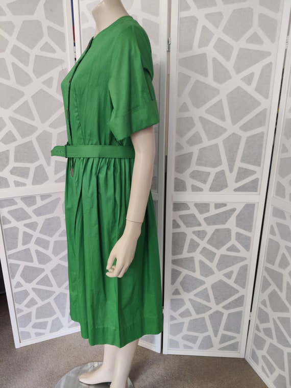 Late 1950s Kelly green button front dress new old… - image 7