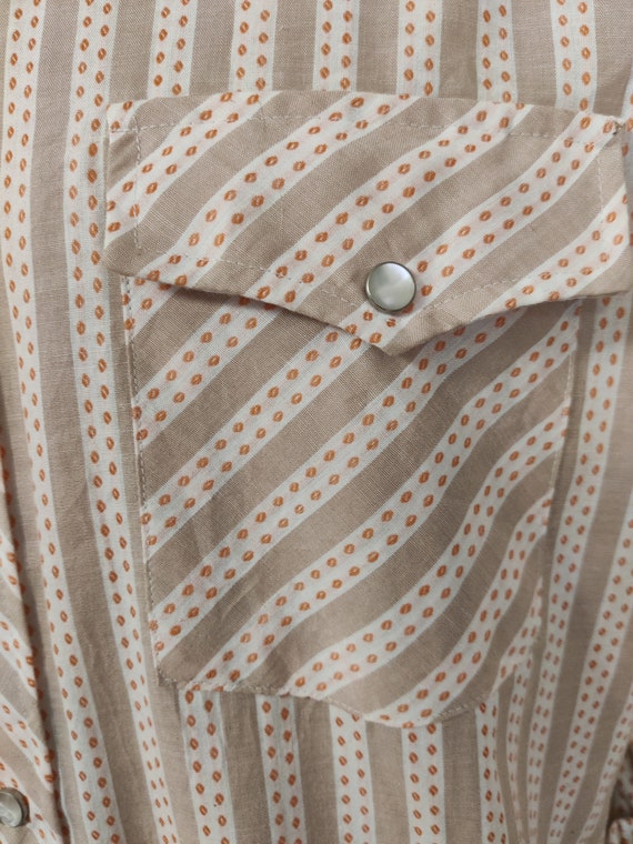 Western shirt Bronco label US peach brown stripe … - image 6