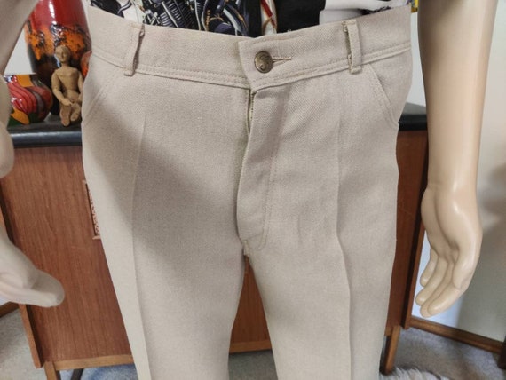 Mens dark cream beige slim legs jeans styling Far… - image 3