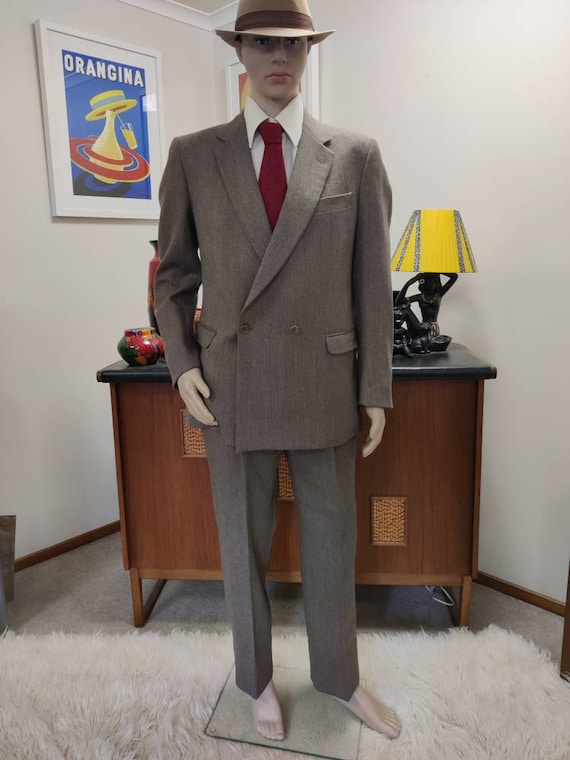 Mens Louis Feraud Monsieur Brown Double Breasted Closure Suit 