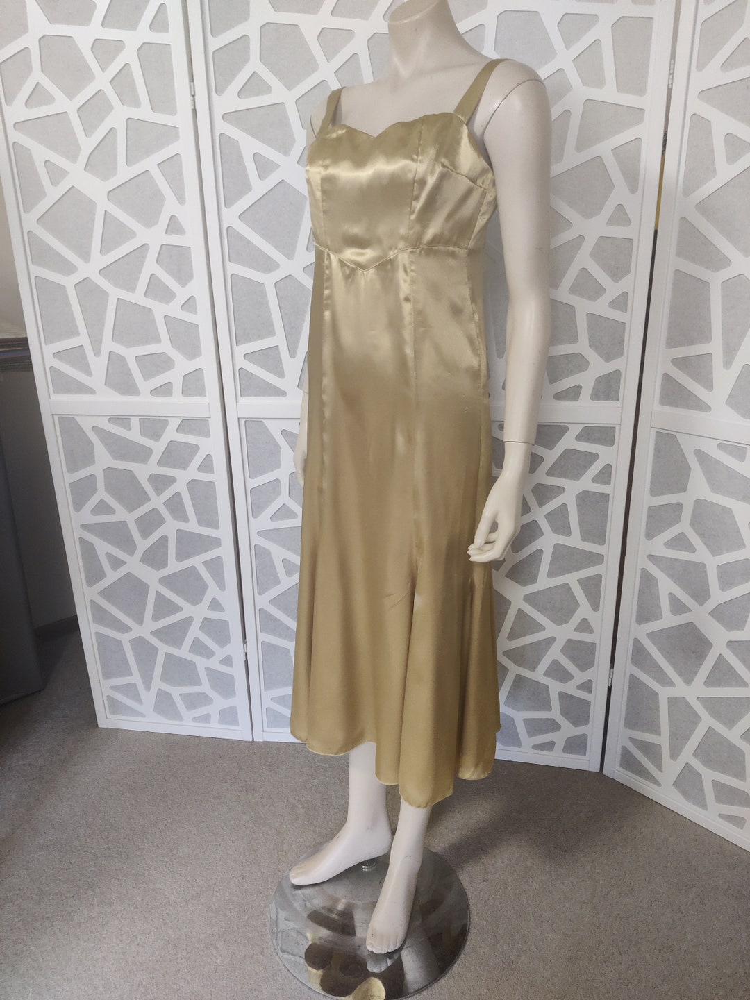slinky gold dress Iconic Fall 1991 Yves Saint Laurent Runway Slinky Gold Lame Dress w Go –  Shrimpton Couture main image 1