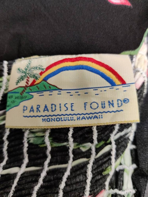 Black tropical print Paradise Found label Hawaiia… - image 9