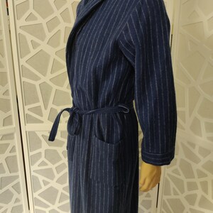 Givoni Blue Striped Dressing Gown Robe Wrap Style Pockets Chest 116cm ...