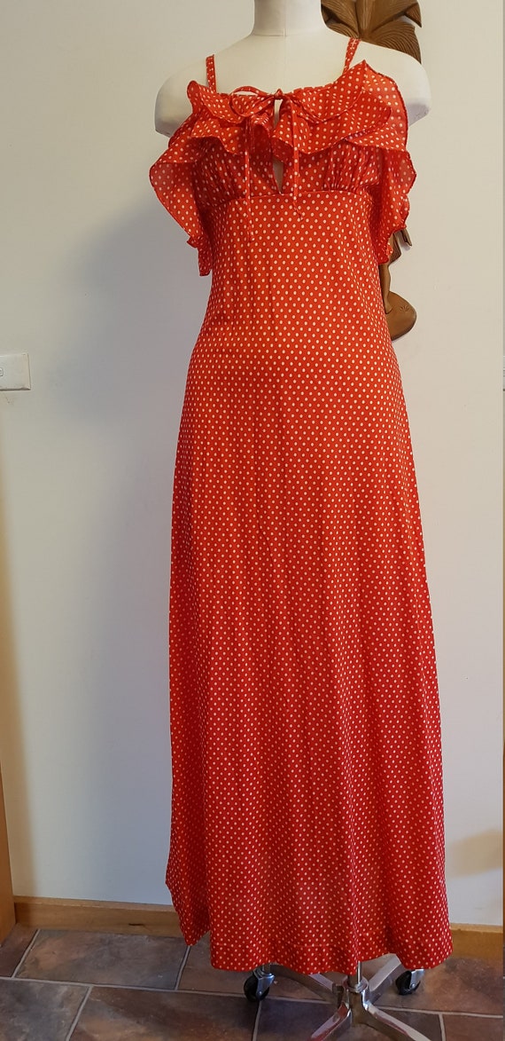 red spot maxi dress