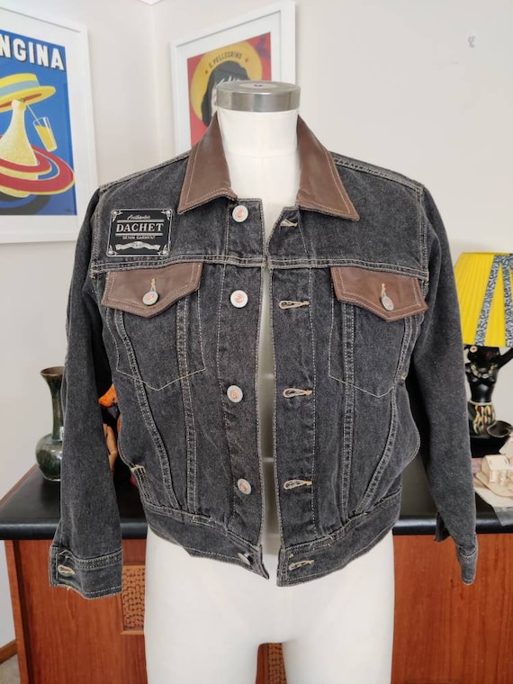 Cute Charcoal Denim Jacket Dachet Label Badged Top Stitch - Etsy Singapore