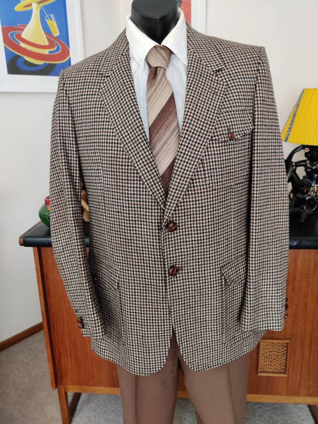 Classic Stafford Ellinson Label Houndstooth Check Sports Coat Smart ...