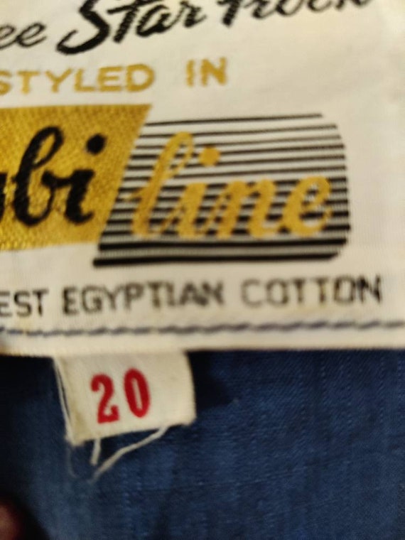 Three Star Label 1950s Egyptian Cotton Navy Day Dress Draped