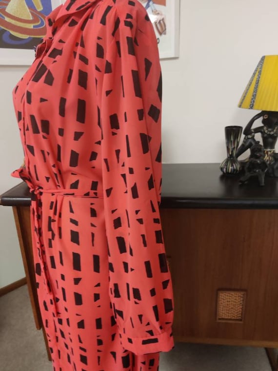 Ruby Robes of Sydney coral and black shirtwaister dre… Gem