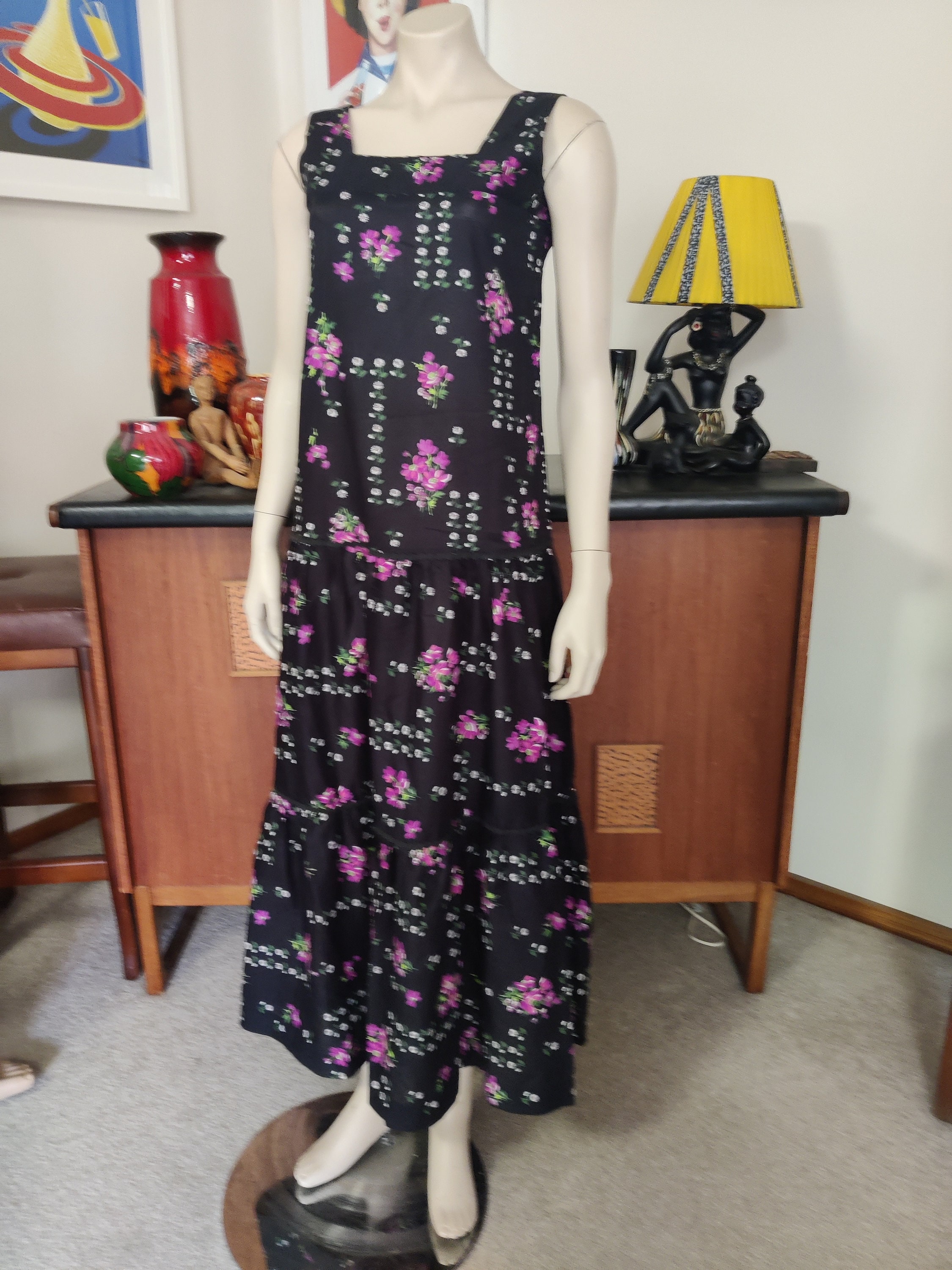 ◆Since Then◆ Black Daisy Long Dress LTS Tall Women's Black Daisy Print Wrap Dress | Long Tall Sally
