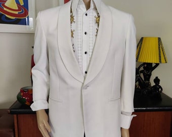 Off white formal after five tuxedo jacket cropped sleeves small chest 106cm 42inch