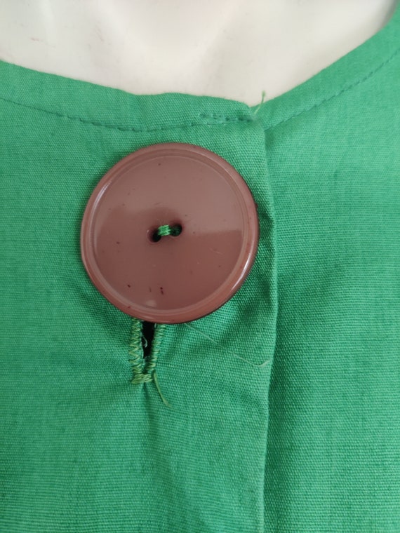 Late 1950s Kelly green button front dress new old… - image 6