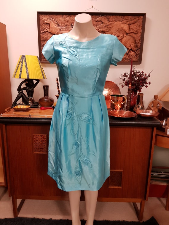 aqua silk dress