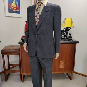Christian Dior Monsieur Grey Blue Check Classic Suit Medium Size