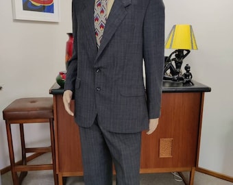 Christian Dior Monsieur Grey Blue Check Classic Suit Medium Size