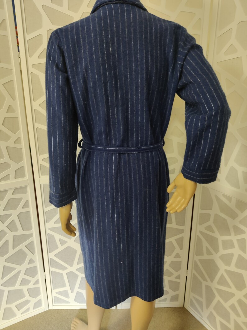 Givoni Blue Striped Dressing Gown Robe Wrap Style Pockets Chest 116cm ...