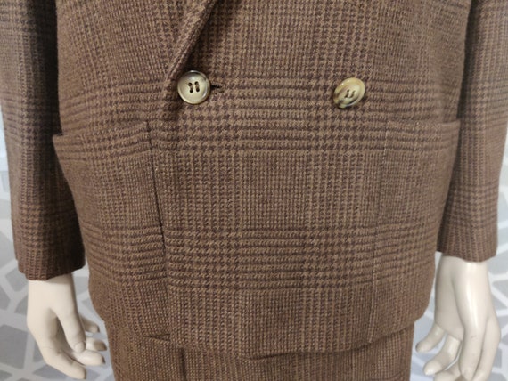 1990s Max Mara soft brown wool suit double breast… - image 3