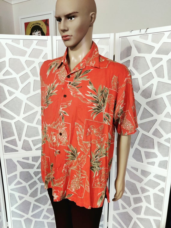 Tori Richard Melon Hawaiian Shirt Sleeve Shirt Large Size