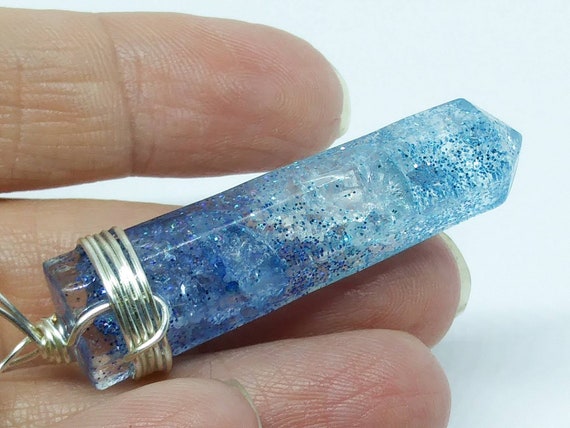 Blue Ice Resin Crystal Necklace Resin Jewelry Resin Crystal Point Resin Quartz Point Gift for Her Etsy UK
