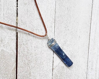 Blue frost round resin crystal necklace, resin jewelry, gift for her
