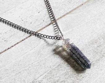 Black onyx resin crystal necklace, resin jewelry, resin crystal point, resin quartz point, gift for her