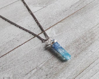 Blue ice resin crystal necklace, resin jewelry, resin crystal point, resin quartz point, gift for her