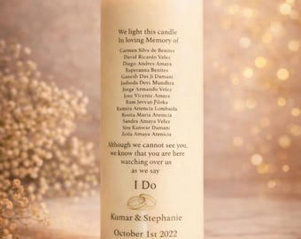 Bougie commémorative personnalisée : souvenir de mariage