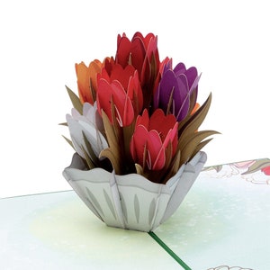 Paper Love Tulips Pop-Up Card, Premium 3D Popup Greeting Cards, for Mothers Day, Fathers Day, Birthday, Wedding, Anniversary, Thank You image 1