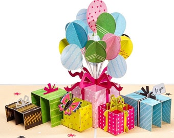 Paper Love 3D Birthday Pop Up Card, Birthday Party, For Adults or Kids | 5" x 7" Cover - Includes Envelope and Removable Note Tag