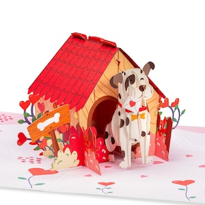 Paper Love Pop-Up Card, Love Dog House, Handmade 3D Popup Cards, for Her, Him, Birthday, Get Well Soon, All Occasion, 5x7" Cover