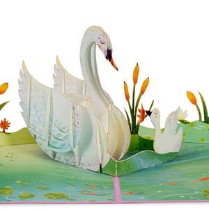 Paper Love Duck and Duckling Premium Pop Up Card, Handmade 3D Popup Greeting Cards, For all occasions| 5" x 7", Swimming Swans