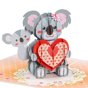 Paper Love 3D Pop Up Mothers Day Card, Best Mom Koala, For Mother, Wife, Anyone - 5" x 7" Cover - Includes Envelope and Note Tag