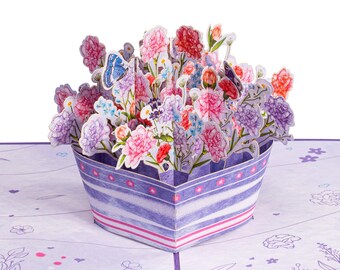 Pop of Art 3D Pop Up Mother’s Day Card, Artistic Flowers, For All Occasions - 5" x 7" Cover - Includes Envelope and Note Tag