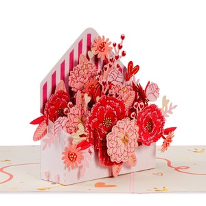 Paper Love Floral Letter Pop-Up Card,Premium Handmade 3D Popup Greeting Cards,For Valentine's,Mothers Day, Thinking, All Occasions | 5" x 7"