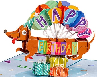 Paper Love 3D Pop Up Birthday Card, Birthday Dog, For Unisex Kids and Adults, 5" x 7" Cover - Includes Envelope and Note Tag