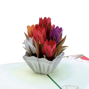 Paper Love Tulips Pop-Up Card, Premium 3D Popup Greeting Cards, for Mothers Day, Fathers Day, Birthday, Wedding, Anniversary, Thank You image 3