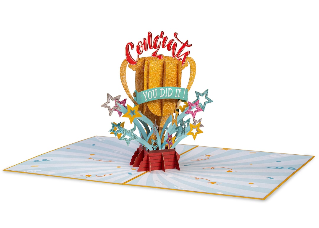 Paper Love Congrats Pop up Graduation Card, Handmade 3D Popup Greeting ...