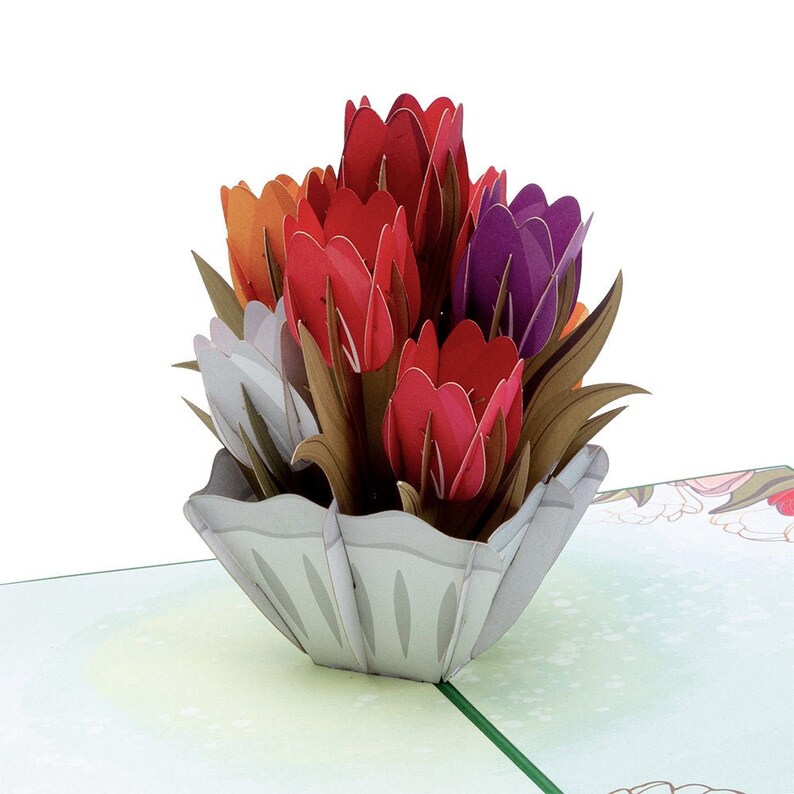 Paper Love Tulips Premium Pop Up Card, 3D Popup Greeting Cards, for Mothers Day, Fathers Day, Birthday, Wedding, Anniversary, Thank You, 