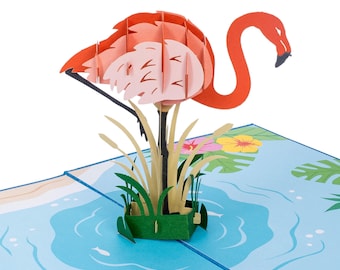 Paper Love Flamingo Pop Up Card, 3D Popup Greeting Cards, for Mothers Day, Spring, Fathers Day, Birthday, Anniversary, Thank You, Get Well