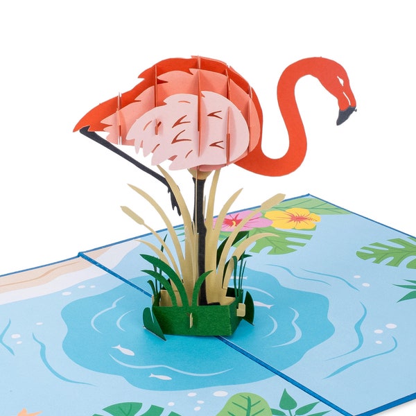 Paper Love Flamingo Pop Up Card, 3D Popup Greeting Cards, for Mothers Day, Spring, Fathers Day, Birthday, Anniversary, Thank You, Get Well