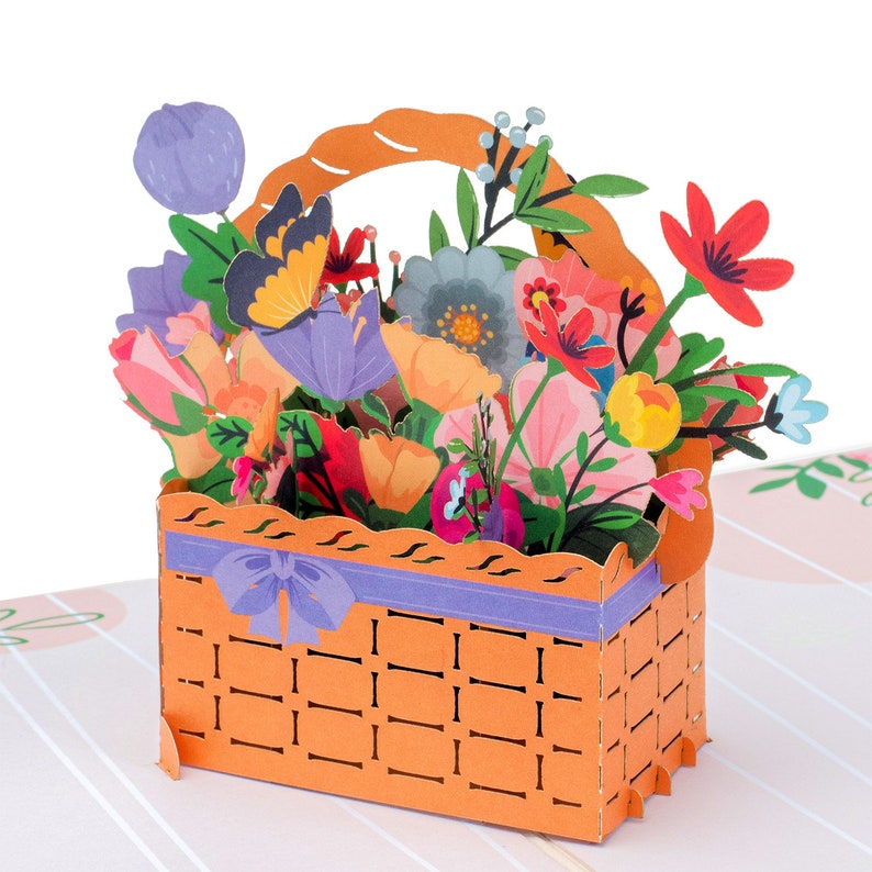 Paper Love Flower Basket Pop up Card 3D Popup Greeting Cards Etsy