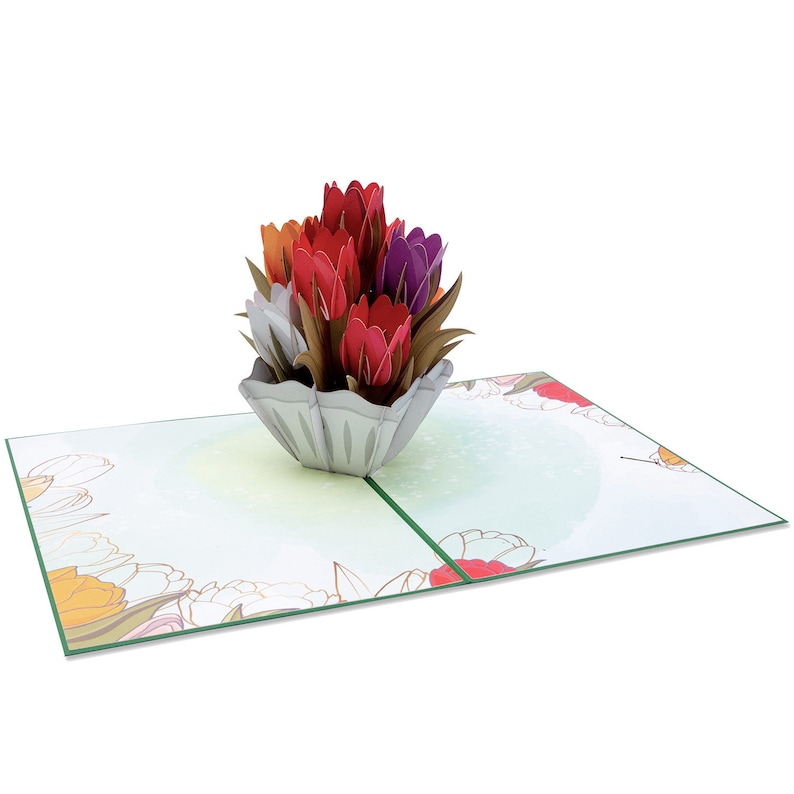 Paper Love Tulips Pop-Up Card, Premium 3D Popup Greeting Cards, for Mothers Day, Fathers Day, Birthday, Wedding, Anniversary, Thank You image 3